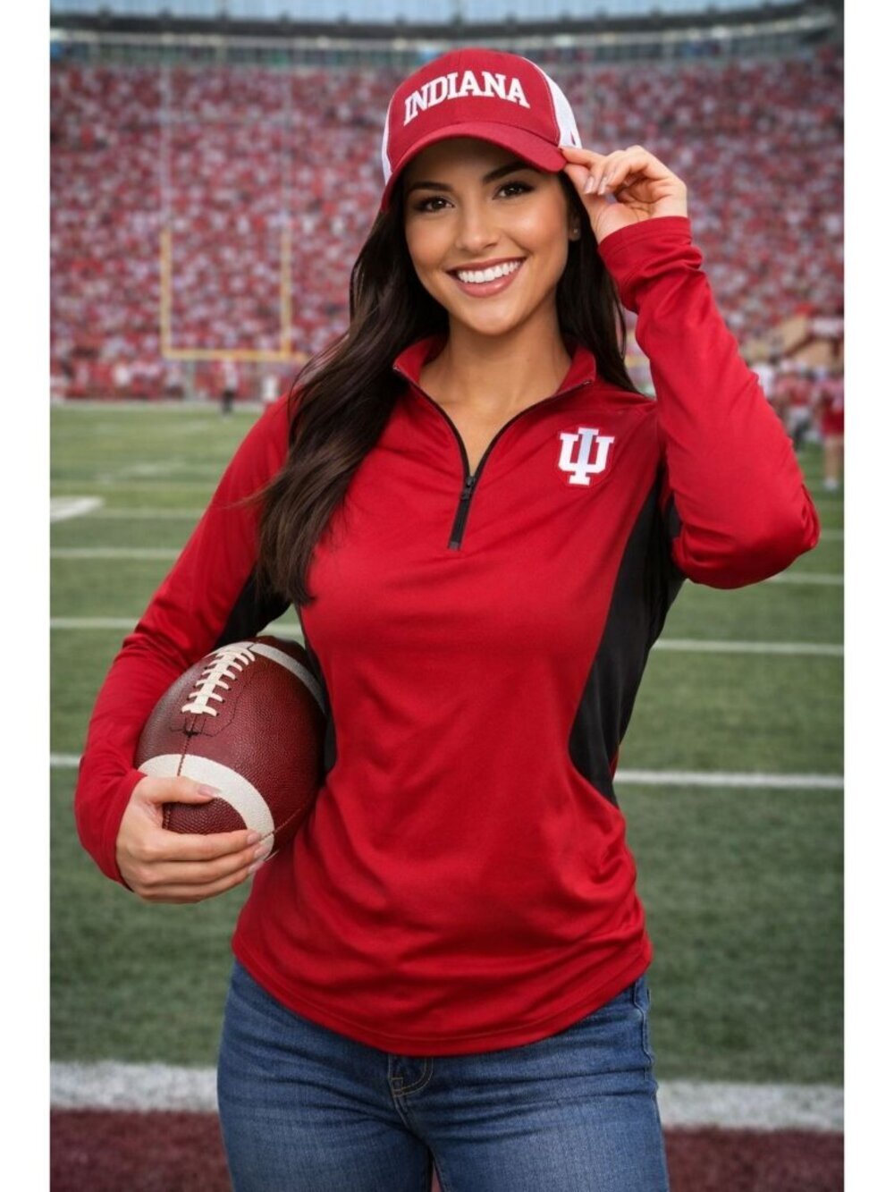 Colosseum Indiana Hoosiers 1/4 Zip Pullover Red Women’s Size S Athletic Game Day